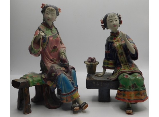 Set Of Two Ceramic Chinese Figurines