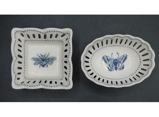 Suzanne Nicoll Jardin Blue Mini Porcelain Basket Set Butterfly