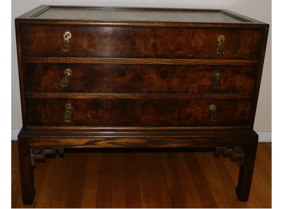 Lovely Hekman AsianThree-Drawer Chest With Brass Asian Inspired Drawer Pulls