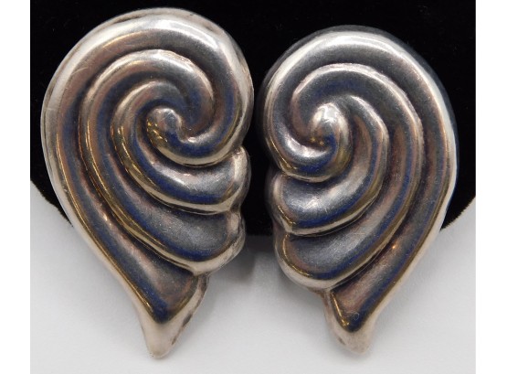 Mexican Silver  Swirl Clip On Earrings