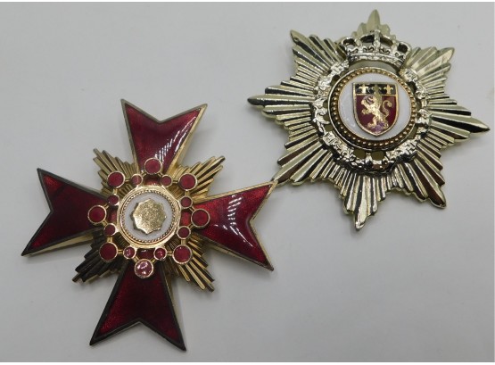 Military Order Of The Lion & Masonic Knights Set Of Two Brooch Pins