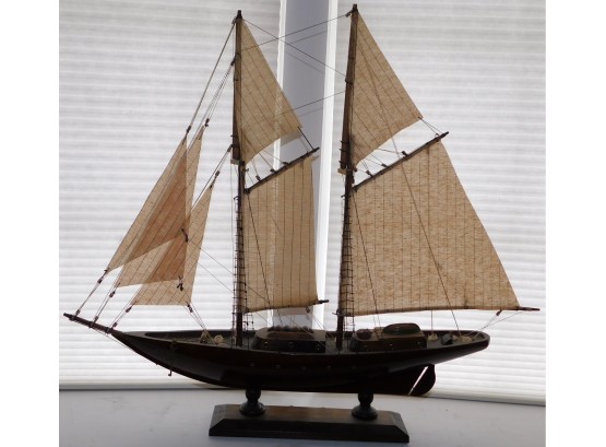 Vintage Schooner 'Bluenose' Solid Hull Wood Ship Model