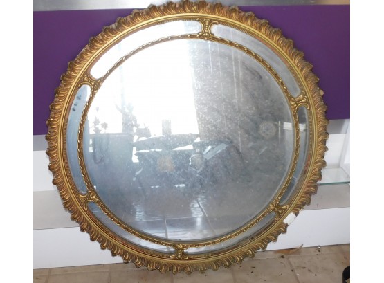Stylish Vintage Round Wood Frame Wall Mirror