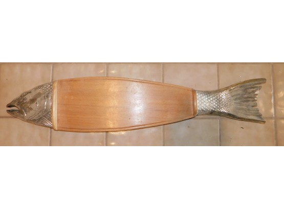 Vintage Metal Wood Salmon Shaped Charcuterie Board