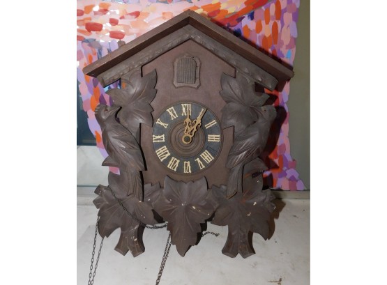 Antique Carved Wood Coo Coo Clock Made In Germany