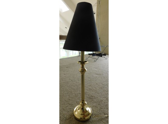 Polished Brass Table Lamp With Black Shade