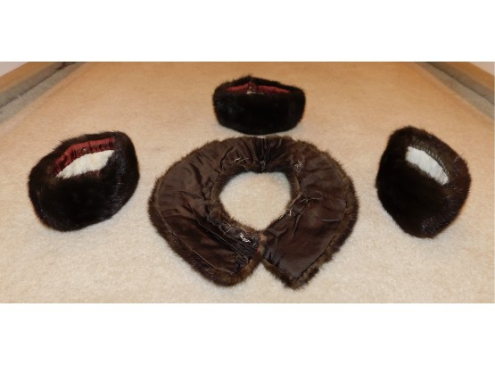 Assorted Mink Cuff Links And Mink Collar