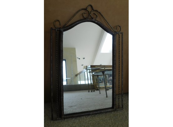 Wrought Iron Wicker Frame Wall Mirror
