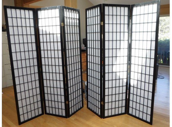 Pair Of Wood Frame Japanese Soji Screens With Rice Paper