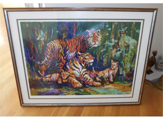 Mark King Signed Lithograph Tiger Family Framed