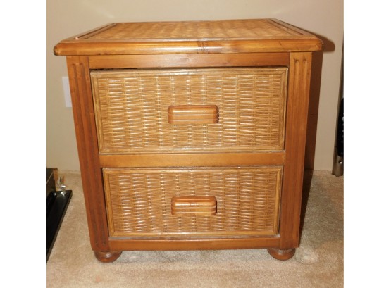 Rattan 2 Drawer Side Table