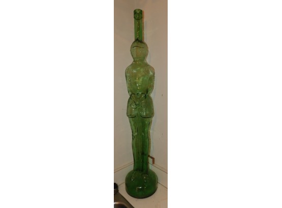 Large Green Glass Knight Bottle