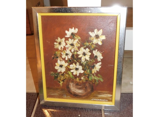 Original Sakamoto Hand Painted Flower Art Framed
