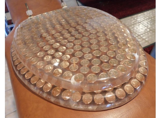 Custom Lucite Toilet Seat Filled With Pennies