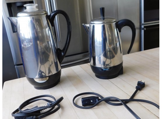 Pair Of Farberware Super Fast Fully Automatic Coffee Pots With Power Cords