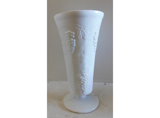 Lovely Milk Glass Vase With Grape Pattern