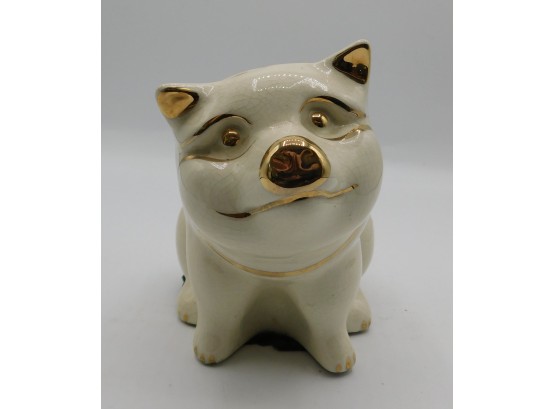 Vintage The American University Washington DC Ceramic Piggy Bank With Gold Trim