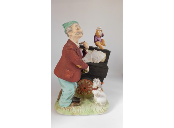 Vintage Melody In Motion Porcelain Organ Grinder Hand Made And Hand Painted #07053