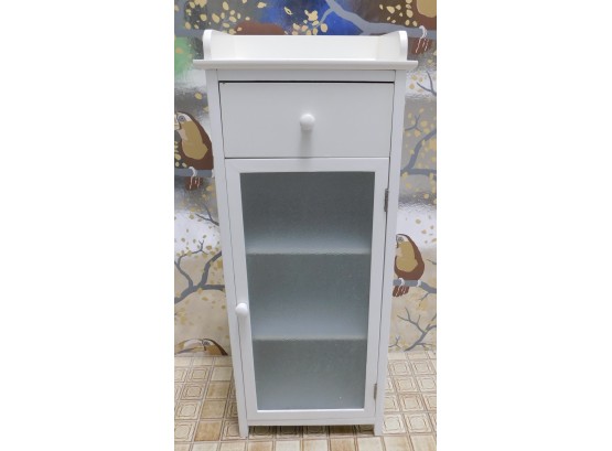 White Storage Cabinet With Glass Door And Drawer