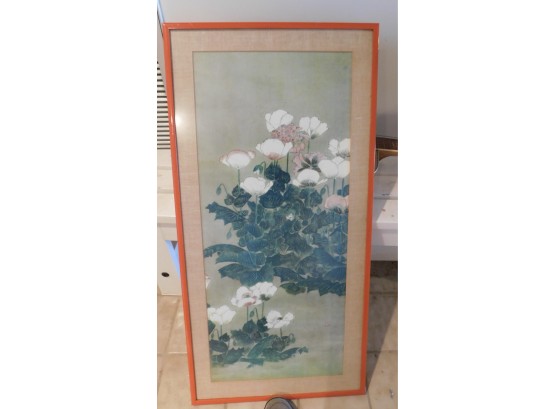 Vintage Oriental Floral Pattern Print Framed Stamped
