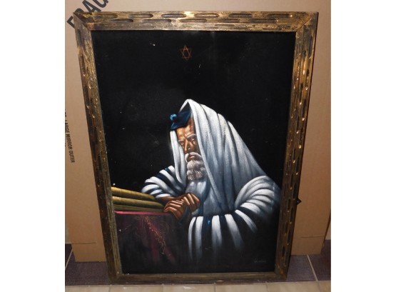 Vintage Velvet Painted Judaism Art Framed
