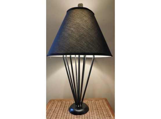 Black Metal Table Lamp With Oriental Accents