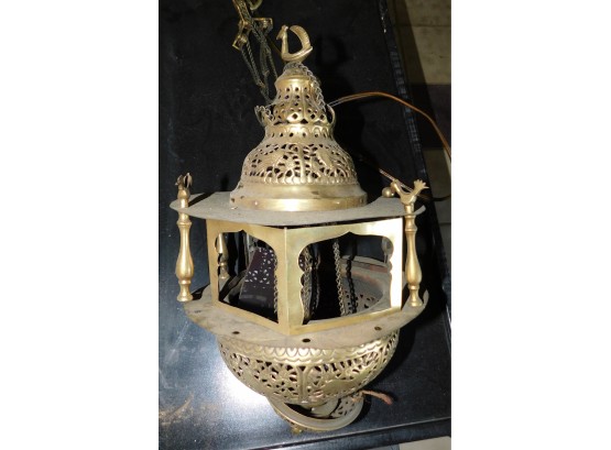 Vintage Solid Brass Ornate Light Fixture