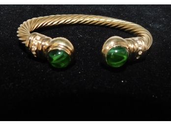 Gold Plated Emerald Costume Jewelry Bracelet