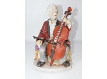 Vintage Melody In Motion The Cellist Hand Painted Porcelain Figurine Battery Operated