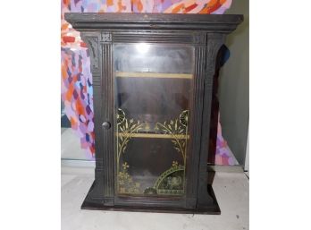 Antique New Haven Clock Company Wood Wall Cabinet With Shelves
