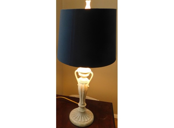 Stylish Marble Style Cream Table Top Lamp With Black Shade