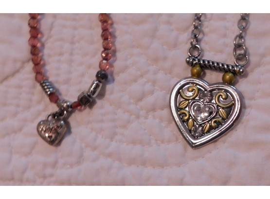Pair Of 2 Costume Heart Necklaces
