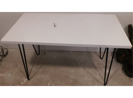 Small White Table With Black Metal Legs