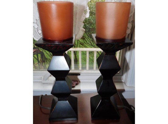 Pair Of Wooden Table Lamps