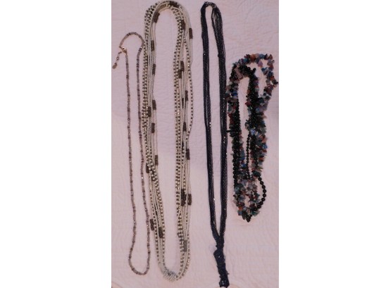 Lot Of 4 Beaded Costume Necklaces