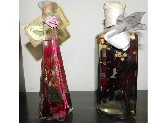 Pair Of Decorative Glass Potpourri Bottles