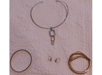 Lot Of Costume Jewelry 2 Bracelets, 1 Choker, And 1 Pair Of Earrings