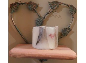 Decorative Wooden Shelf With Wrought Iron Heart Design