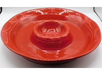 Crate And Barrel Chips And Salsa Dish - Red