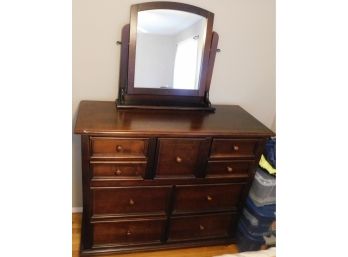 Sturdy Young American Dresser With Mirror - 9 Drawers