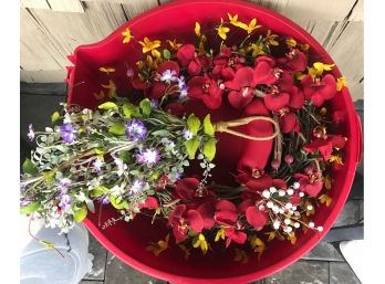 Wreath Case With Wreath And Flowers