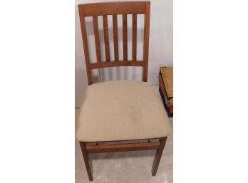 Pair Of 2 Wooden Folding Chairs With Cushion Seats
