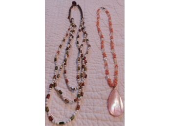 Lovely Pair Of 2 Beaded Costume Necklaces