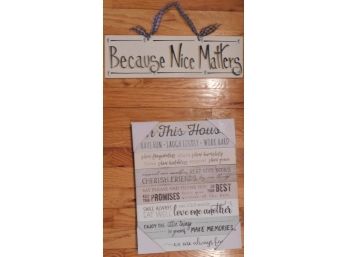 Pair Of Decorative Hanging Wall Signs