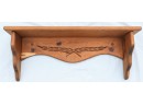 Set Of 2 Matching Wood Wall Shelves With Leaf Design & Plate Groove