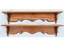Assorted Set Of 3 Wood Wall Shelves With Coat Hooks & Plate Grooves
