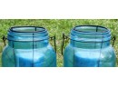 Set Of 2 Blue Mason Jar Candle Holders With Candles