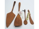 'chester P. Basil's' & 'Jonathan's'  Cherry Wood Cake Server, Spatulas And Spoon - Set Of 4