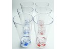 Set Of 6 Red & Blue Star Plastic Outdoor Drinking Glasses