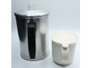 Aluminum Stove-Top 7 Cup Coffee Percolator Pot & Plastic Tupperware Creamer Set